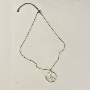 Peace necklace silver tone